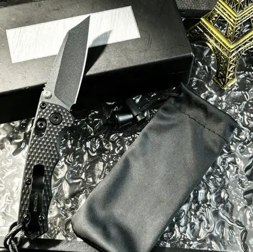 High-End EDC Folding Knife, Stonewashed Tanto Blade, Textured G10 Handle, Premium Outdoor Gear