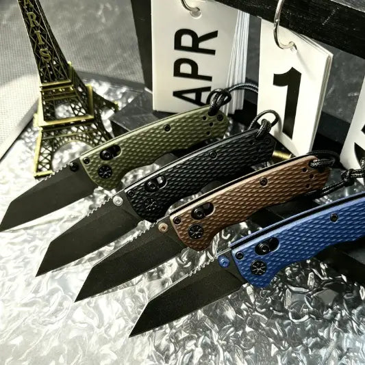 High-End EDC Folding Knife, Stonewashed Tanto Blade, Textured G10 Handle, Premium Outdoor Gear
