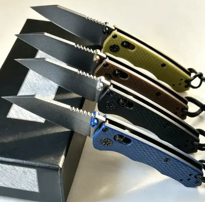 High-End EDC Folding Knife, Stonewashed Tanto Blade, Textured G10 Handle, Premium Outdoor Gear