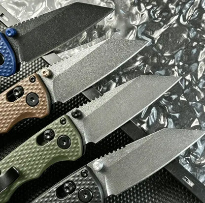 High-End EDC Folding Knife, Stonewashed Tanto Blade, Textured G10 Handle, Premium Outdoor Gear