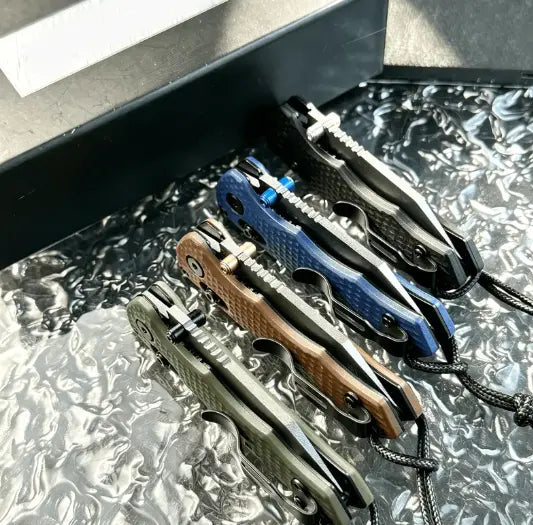 High-End EDC Folding Knife, Stonewashed Tanto Blade, Textured G10 Handle, Premium Outdoor Gear