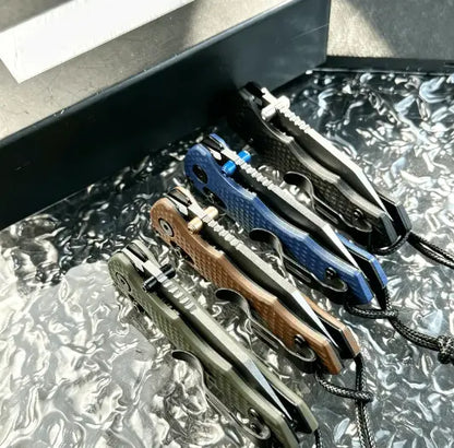 High-End EDC Folding Knife, Stonewashed Tanto Blade, Textured G10 Handle, Premium Outdoor Gear
