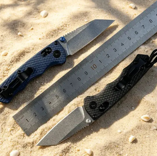 290 Mini EDC Folding Knife with Textured, Non-Slip Grip Handle —Durable Stainless Steel Blade and Secure Button Lock Design—Ideal for Camping and Outdoor Daily Use
