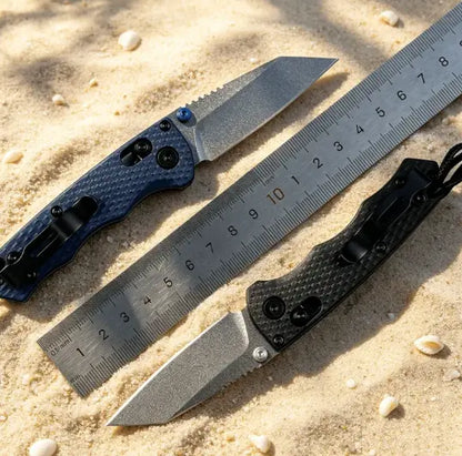 290 Mini EDC Folding Knife with Textured, Non-Slip Grip Handle —Durable Stainless Steel Blade and Secure Button Lock Design—Ideal for Camping and Outdoor Daily Use