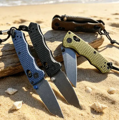 290 Mini EDC Folding Knife with Textured, Non-Slip Grip Handle —Durable Stainless Steel Blade and Secure Button Lock Design—Ideal for Camping and Outdoor Daily Use
