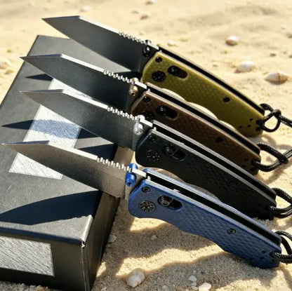 290 Mini EDC Folding Knife with Textured, Non-Slip Grip Handle —Durable Stainless Steel Blade and Secure Button Lock Design—Ideal for Camping and Outdoor Daily Use