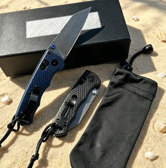 290 Mini EDC Folding Knife with Textured, Non-Slip Grip Handle —Durable Stainless Steel Blade and Secure Button Lock Design—Ideal for Camping and Outdoor Daily Use
