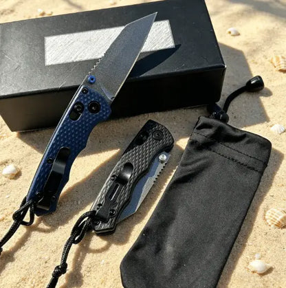 290 Mini EDC Folding Knife with Textured, Non-Slip Grip Handle —Durable Stainless Steel Blade and Secure Button Lock Design—Ideal for Camping and Outdoor Daily Use
