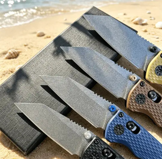 290 Mini EDC Folding Knife with Textured, Non-Slip Grip Handle —Durable Stainless Steel Blade and Secure Button Lock Design—Ideal for Camping and Outdoor Daily Use