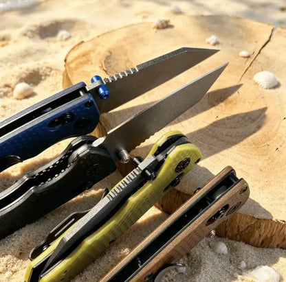 290 Mini EDC Folding Knife with Textured, Non-Slip Grip Handle —Durable Stainless Steel Blade and Secure Button Lock Design—Ideal for Camping and Outdoor Daily Use
