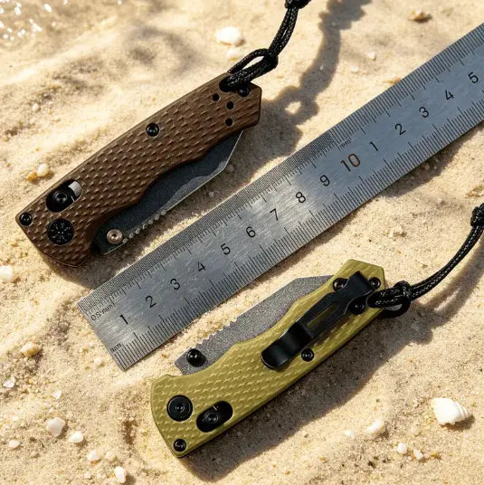 290 Mini EDC Folding Knife with Textured, Non-Slip Grip Handle —Durable Stainless Steel Blade and Secure Button Lock Design—Ideal for Camping and Outdoor Daily Use